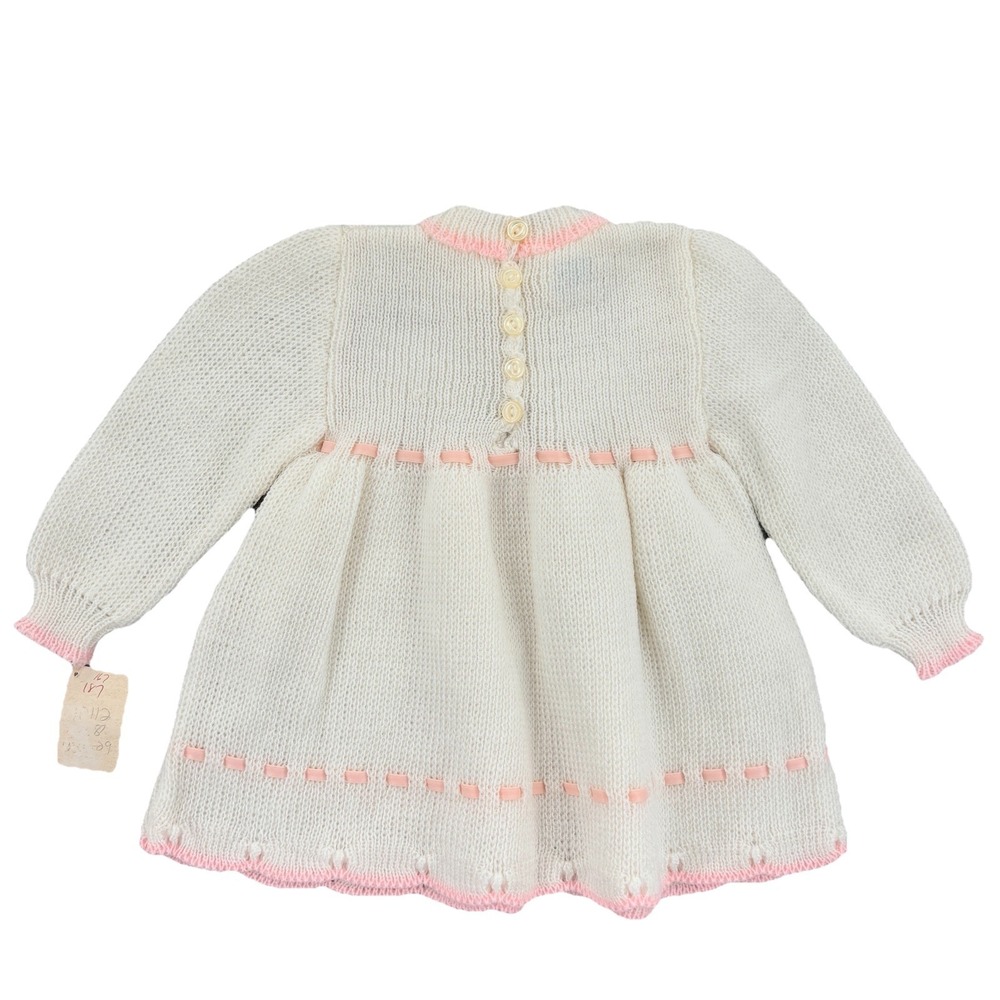 NWT Vintage Jacobsons Dress Baby Girl 12M Embroidered White Pink Ribbon Trim - Picture 3 of 8